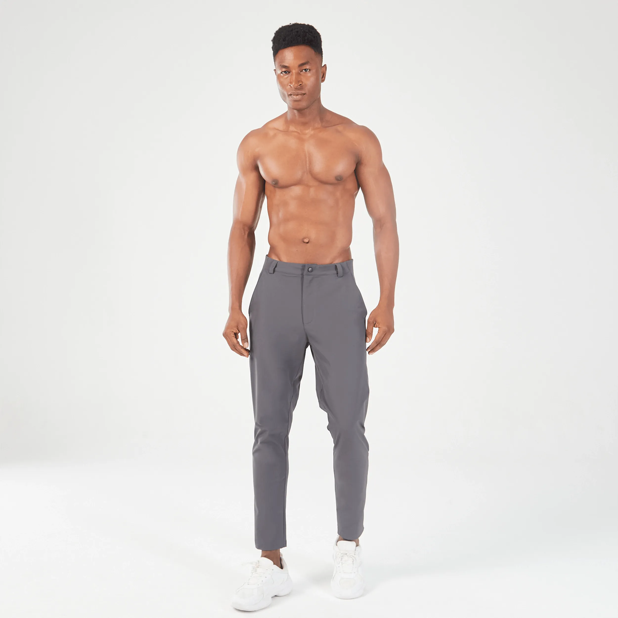 Statement Ribbed Smart Pants - Asphalt