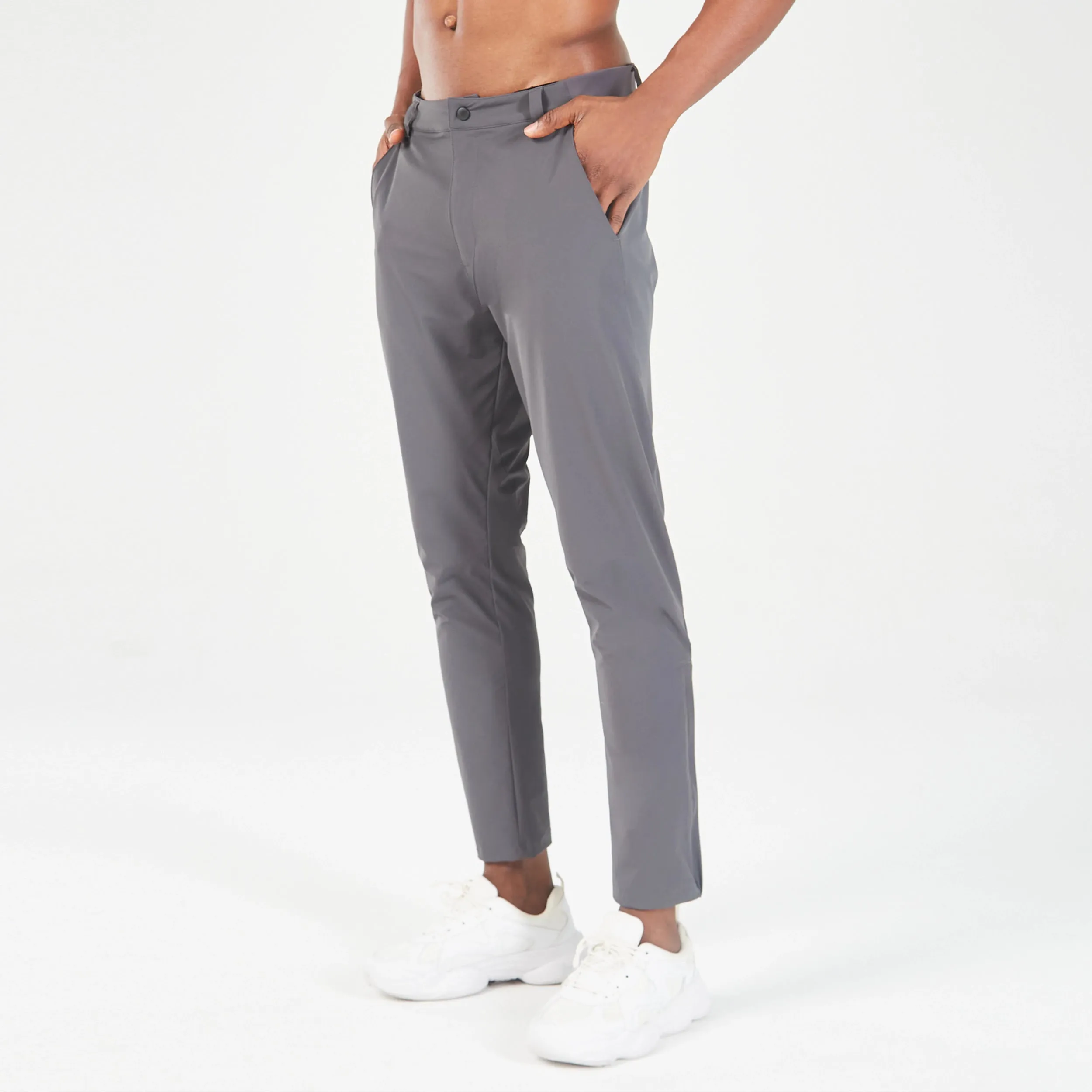 Statement Ribbed Smart Pants - Asphalt