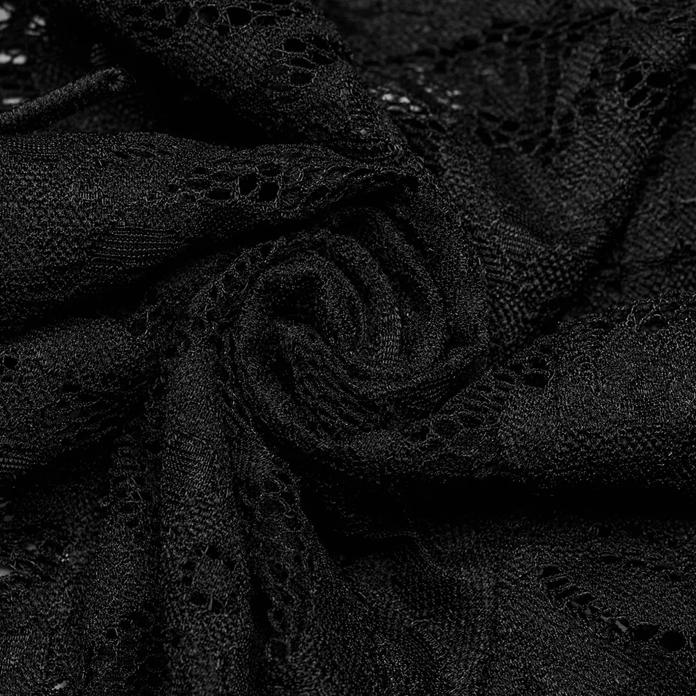 Stylish Gothic Black Lace Fringed Flare Pants