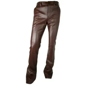 Stylish Men's Pure Brown Leather Pants