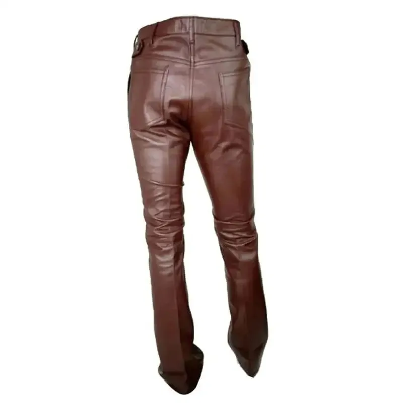 Stylish Men's Pure Brown Leather Pants