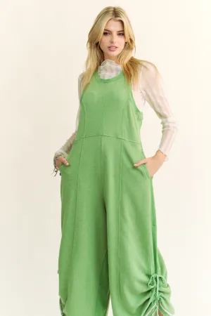 Stylish Ruched Detail Jumpsuit in Green