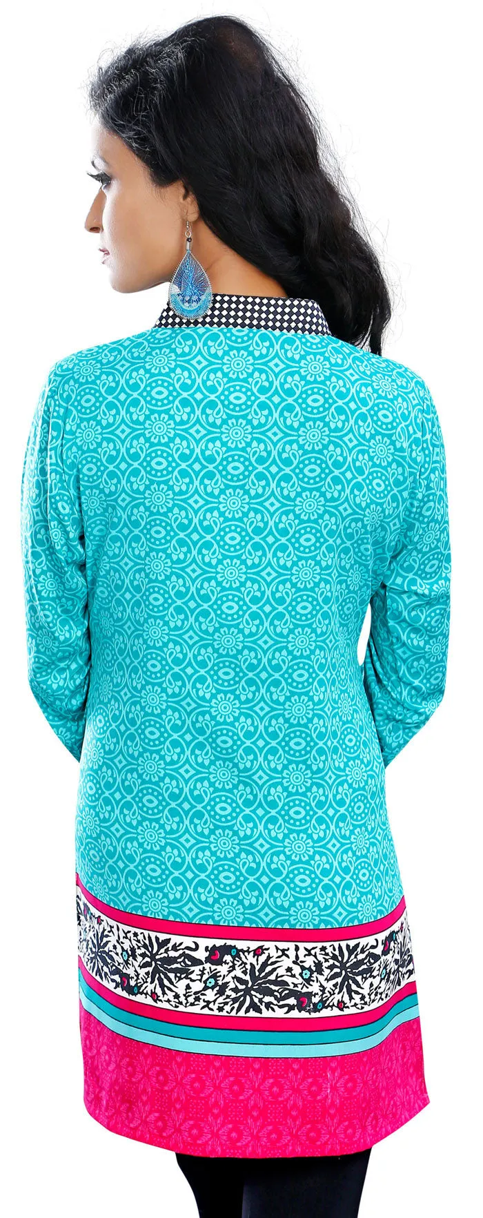 Stylish Turquoise Indian Kurti – Vibrant Short Kurti for Women