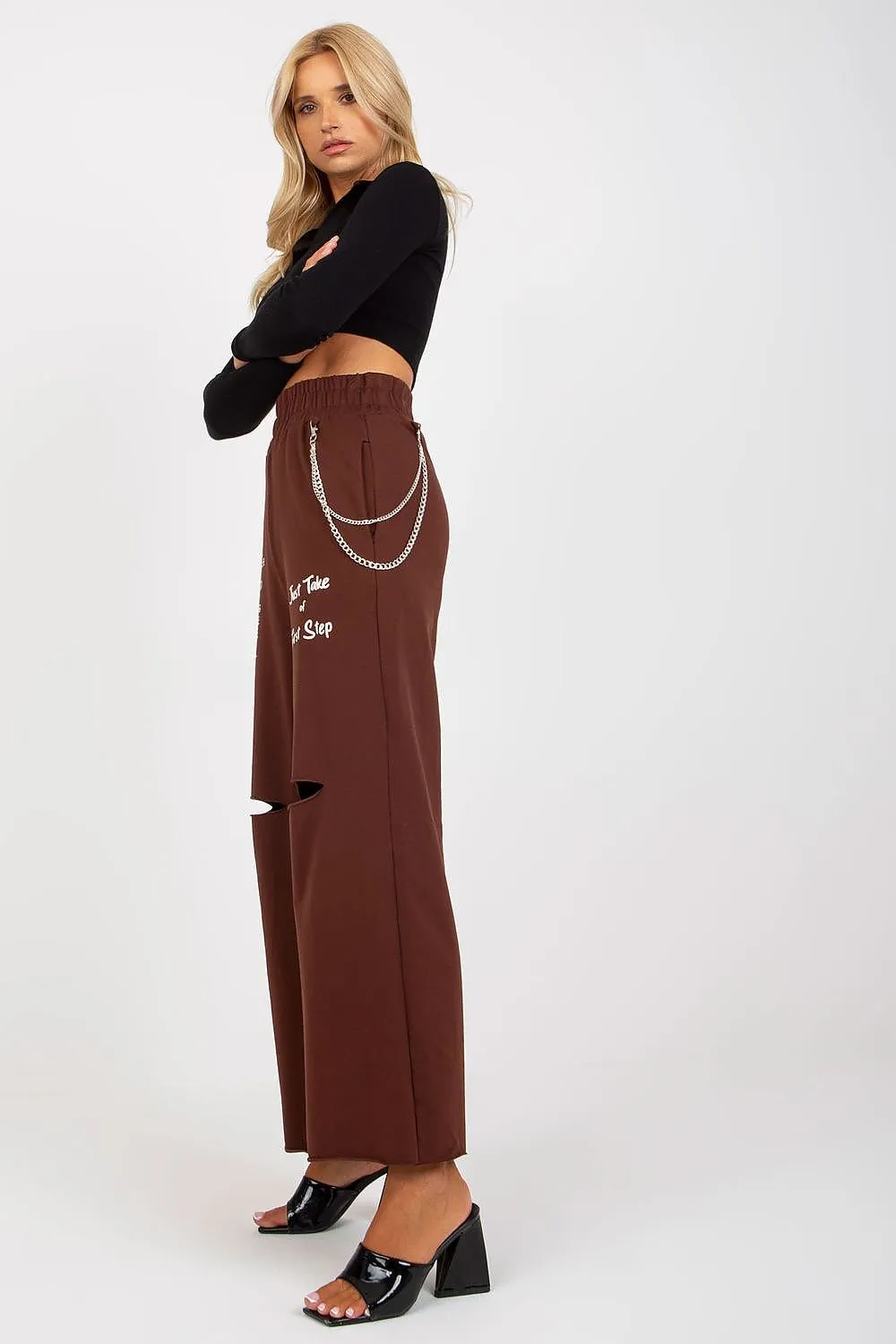 Stylish Wide Leg Women's Sweatpants with Chain