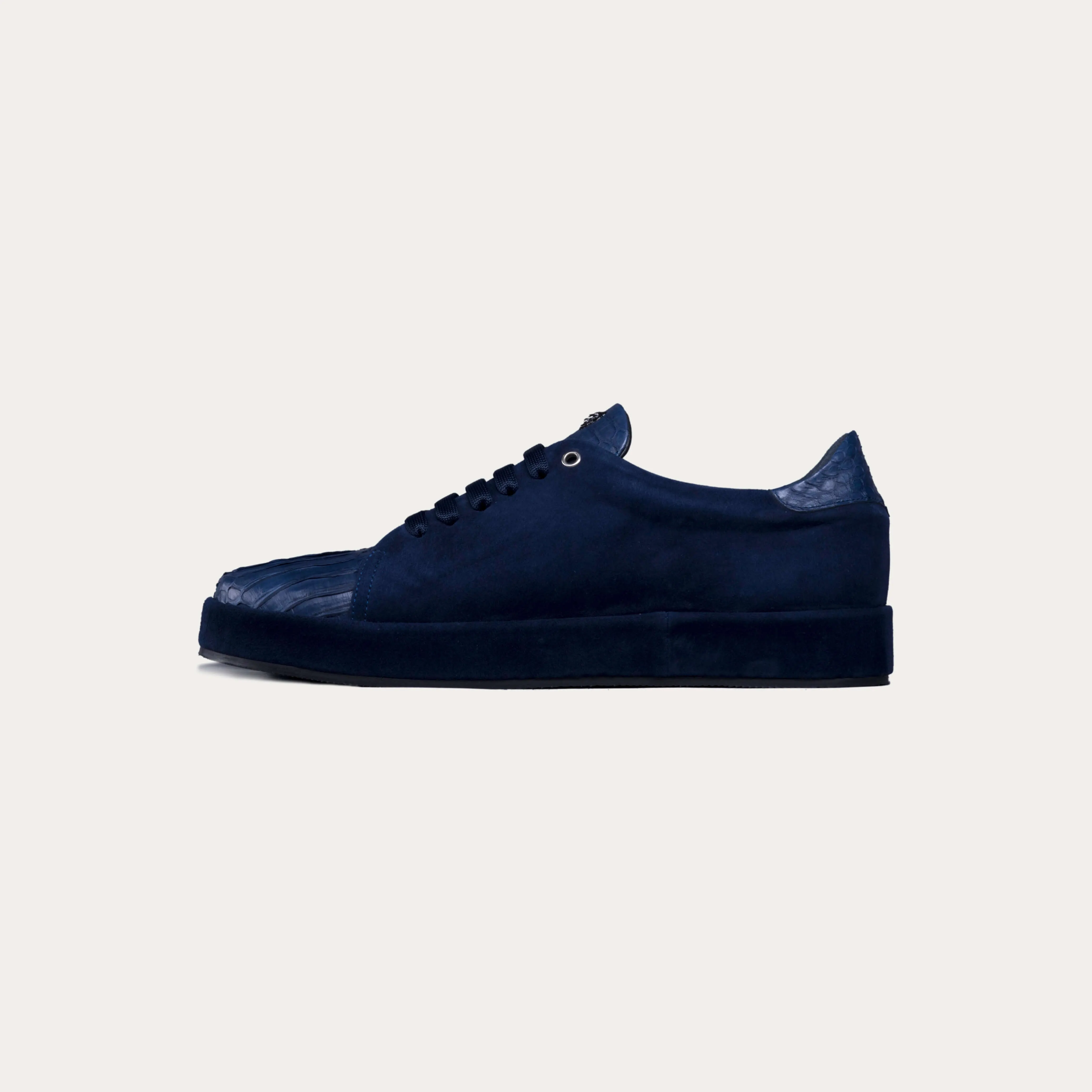 Suede & Cobra Leather Plimsoll Sneakers