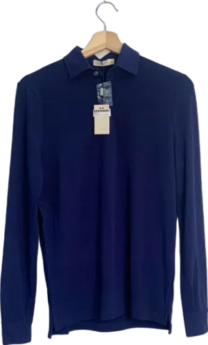 Suitsupply Navy Long Sleeve Cotton Polo Shirt UK XS