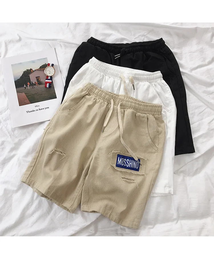 Summer Hong Kong INS Mid-Length Cargo Shorts Men Trendy Korean Loose BF Trendy Straight Casual Pants Shorts