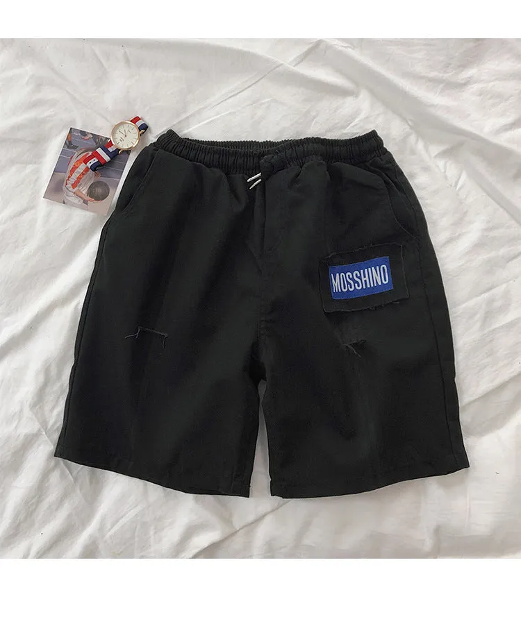 Summer Hong Kong INS Mid-Length Cargo Shorts Men Trendy Korean Loose BF Trendy Straight Casual Pants Shorts