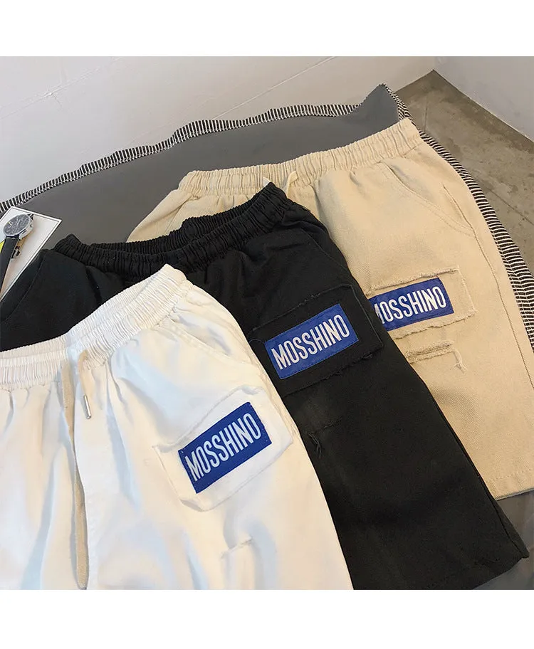 Summer Hong Kong INS Mid-Length Cargo Shorts Men Trendy Korean Loose BF Trendy Straight Casual Pants Shorts