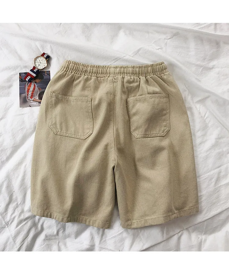 Summer Hong Kong INS Mid-Length Cargo Shorts Men Trendy Korean Loose BF Trendy Straight Casual Pants Shorts