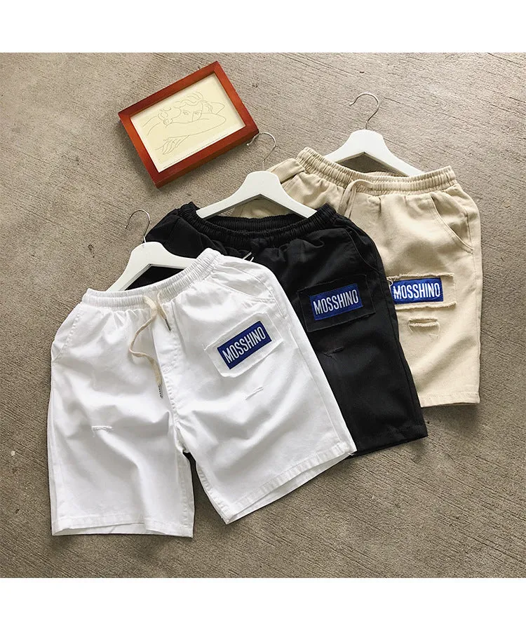 Summer Hong Kong INS Mid-Length Cargo Shorts Men Trendy Korean Loose BF Trendy Straight Casual Pants Shorts