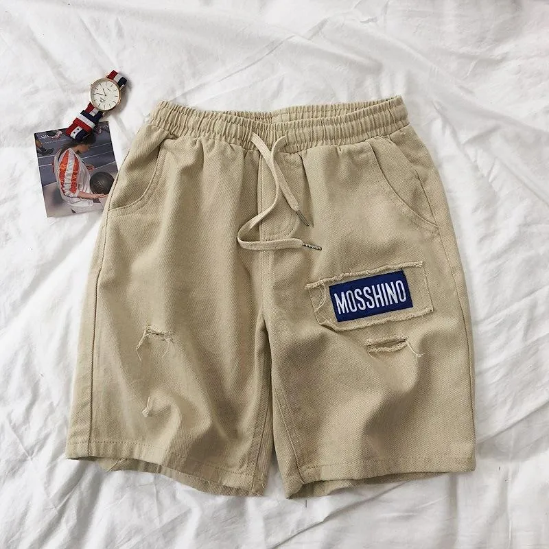Summer Hong Kong INS Mid-Length Cargo Shorts Men Trendy Korean Loose BF Trendy Straight Casual Pants Shorts