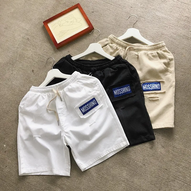 Summer Hong Kong INS Mid-Length Cargo Shorts Men Trendy Korean Loose BF Trendy Straight Casual Pants Shorts
