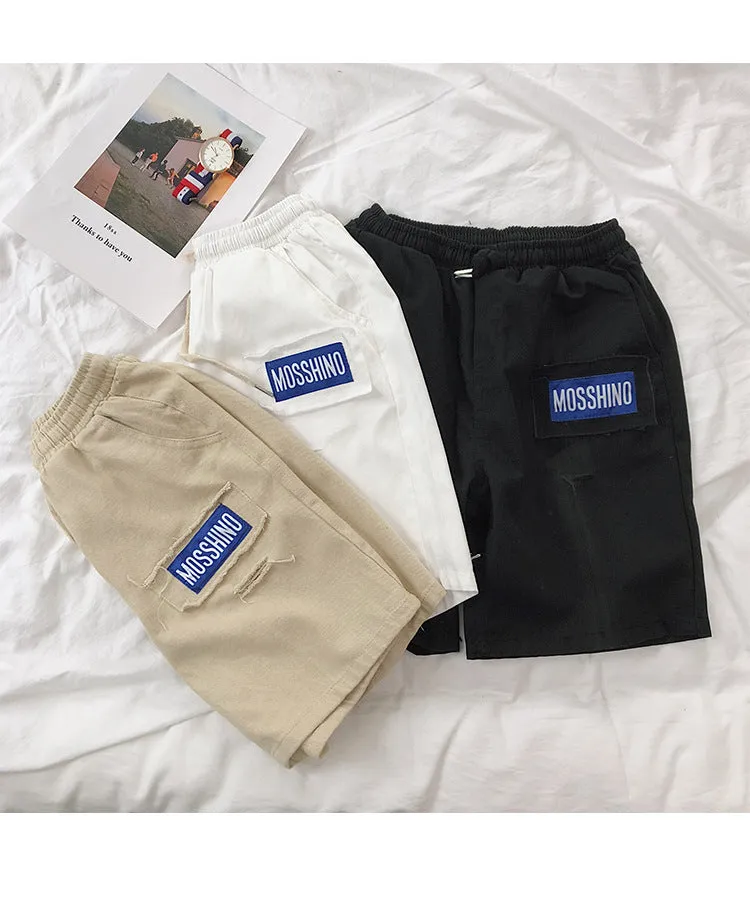Summer Hong Kong INS Mid-Length Cargo Shorts Men Trendy Korean Loose BF Trendy Straight Casual Pants Shorts