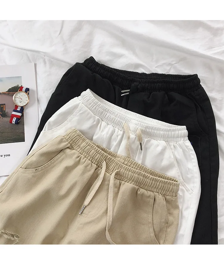 Summer Hong Kong INS Mid-Length Cargo Shorts Men Trendy Korean Loose BF Trendy Straight Casual Pants Shorts