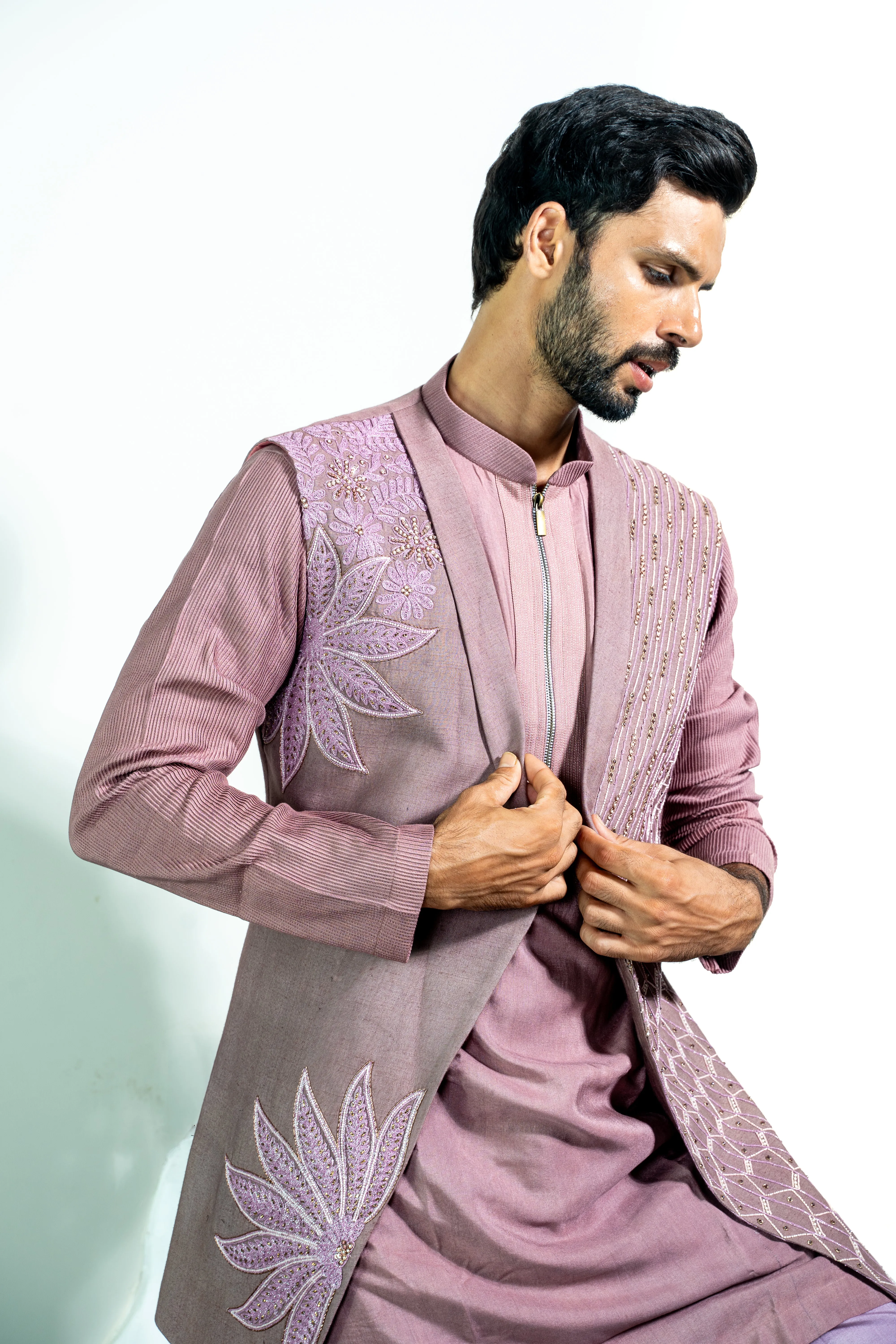 This pink colored open stylish KURTA JACKET