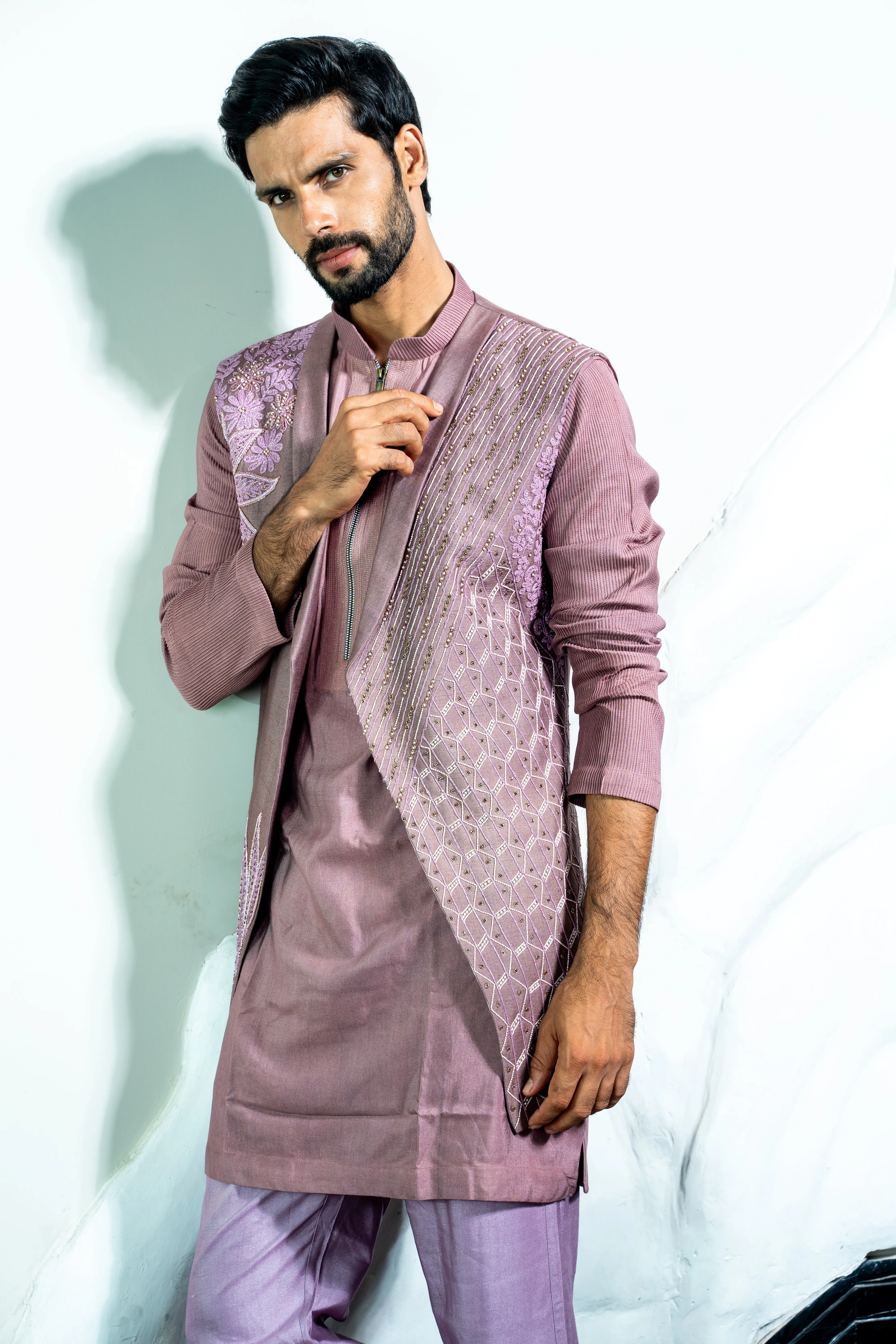 This pink colored open stylish KURTA JACKET