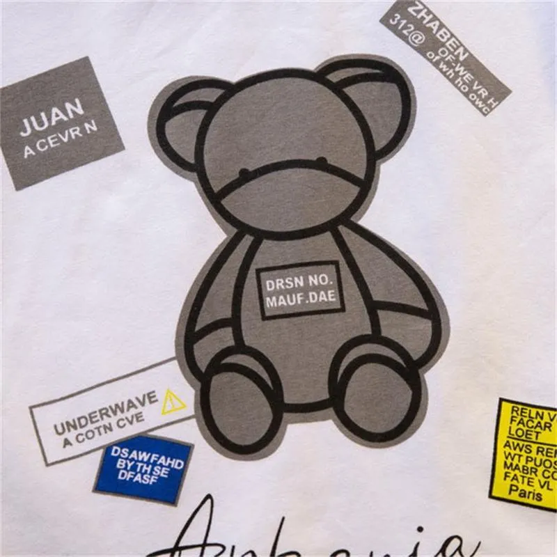trendy baby clothes wholesale Toddler Boy Bear Pattern T-shirt & Letter Pattern Shorts