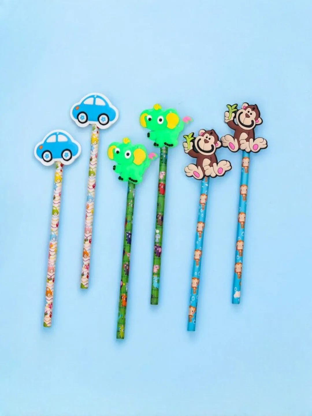 Vibrant Boys' Pencils with Fun Motifs - Multicolor Pack of 6