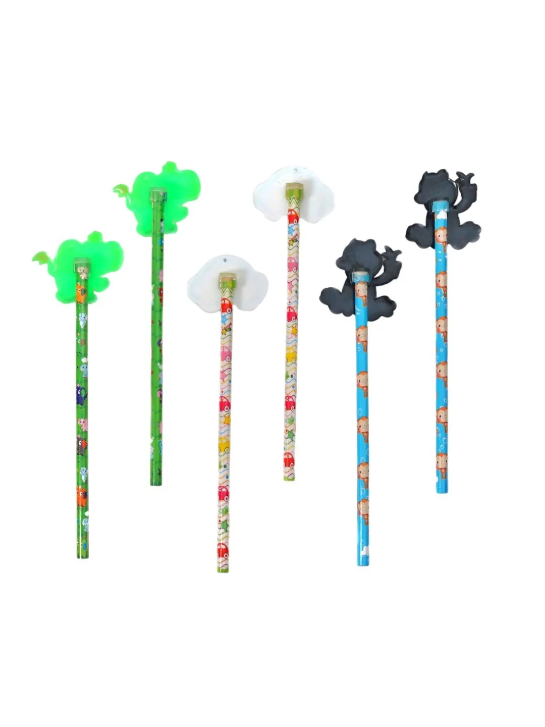 Vibrant Boys' Pencils with Fun Motifs - Multicolor Pack of 6