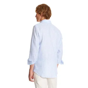 WHITE AND LIGHT BLUE LINEN SHIRT