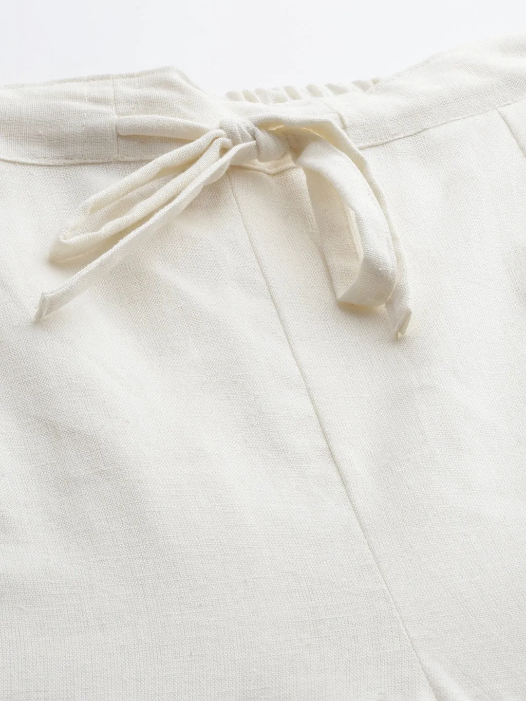 White Cotton Fit Trousers