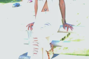 White Denim Destroyed High Waist Skinny Jeans