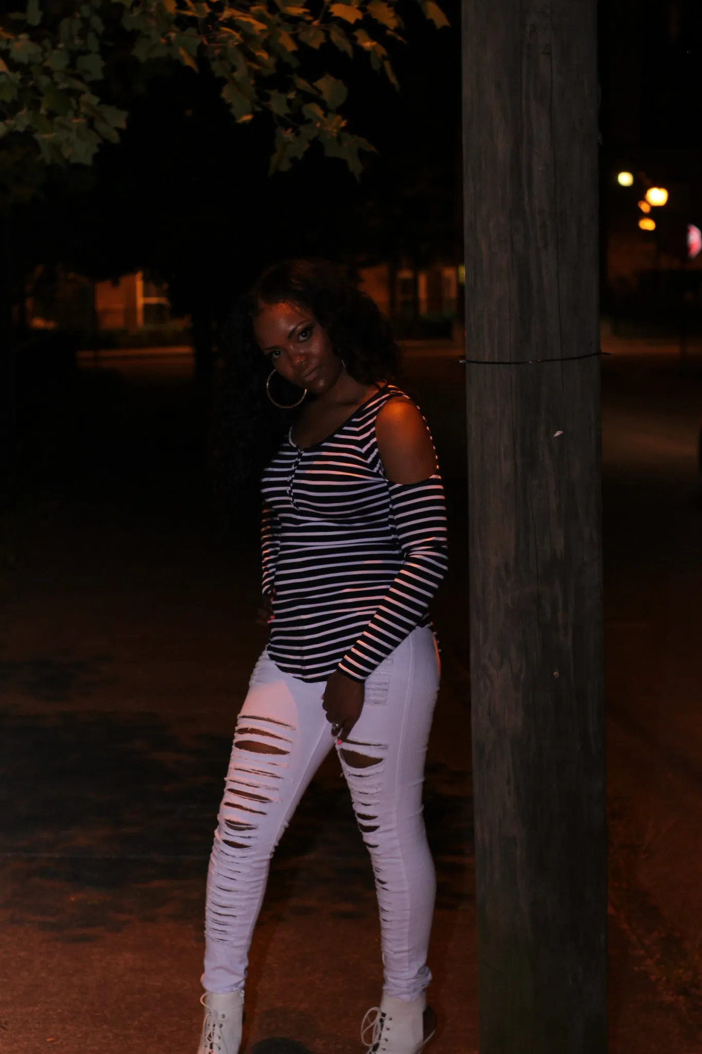 White Denim Destroyed High Waist Skinny Jeans