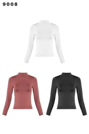 White Highneck smooth long sleeve top