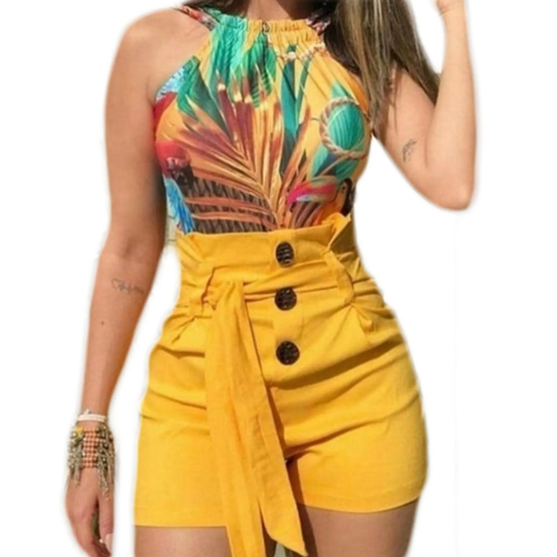 Women Slimming Trendy Sexy High Waist Belt Beach Shorts