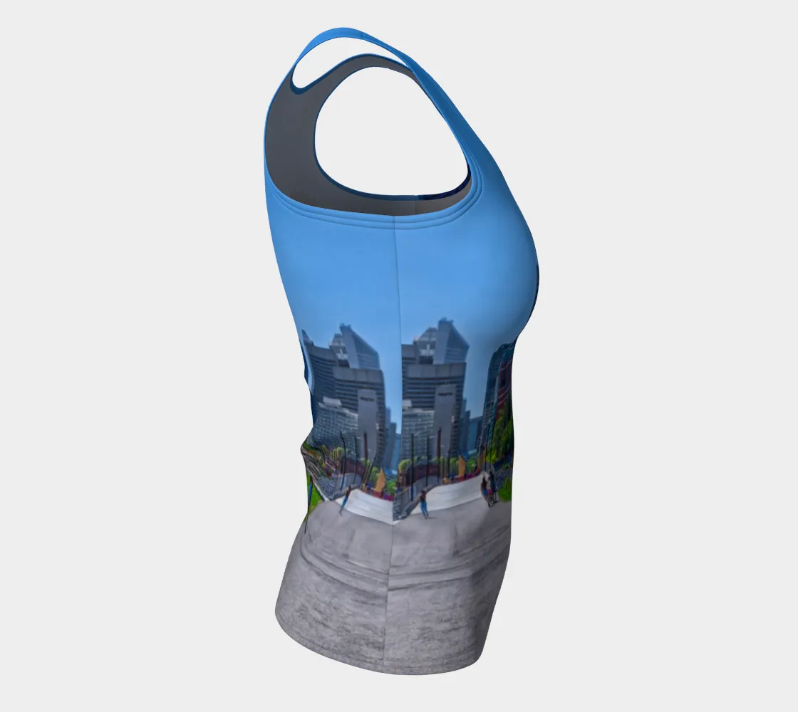 Women's All Over Fitted Long Tank Top - Downtown Calgary Prince's Island Park HDR