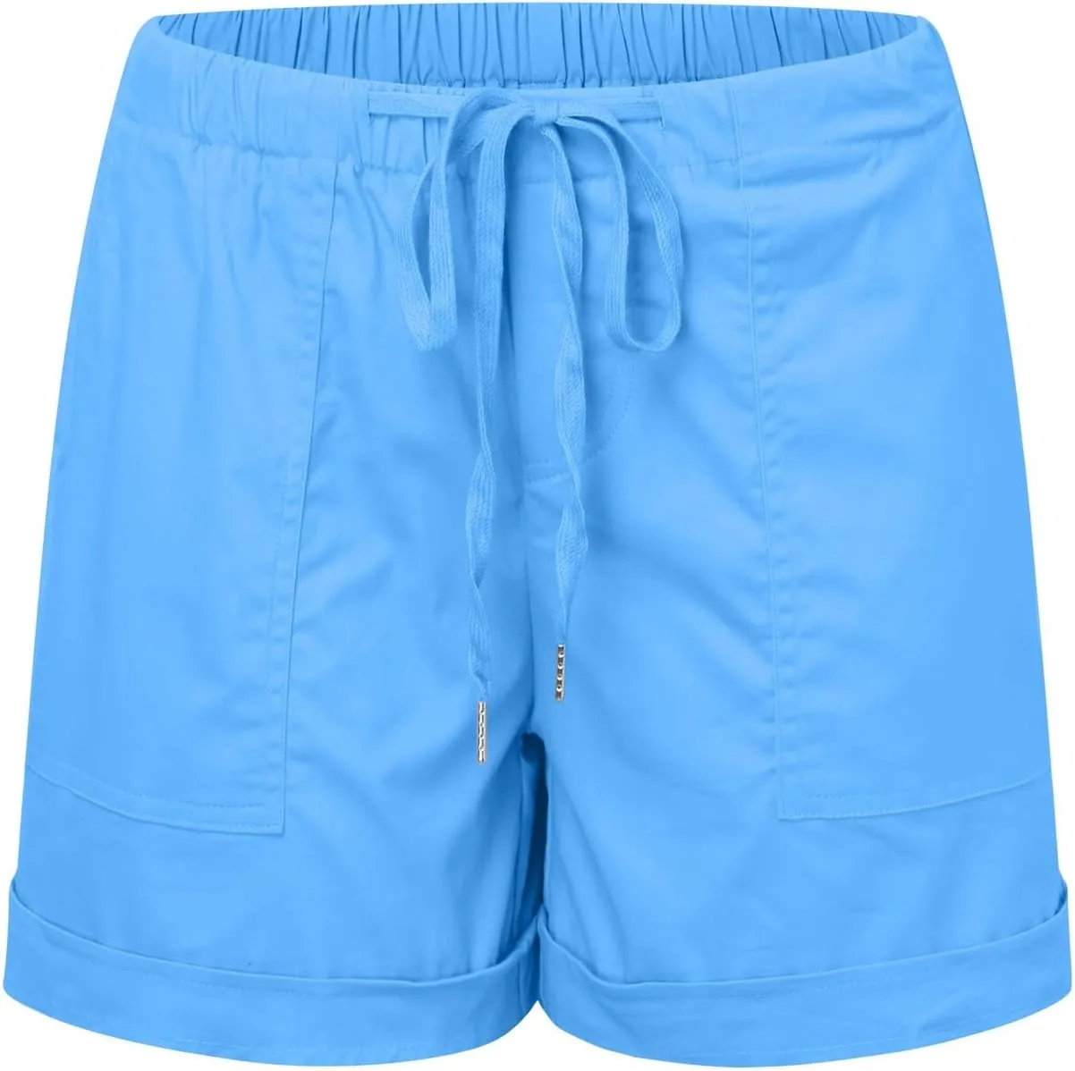 Womens Casual Drawstring Shorts Summer Elastic Waist Shorts Pocketed Pants Comfy Short