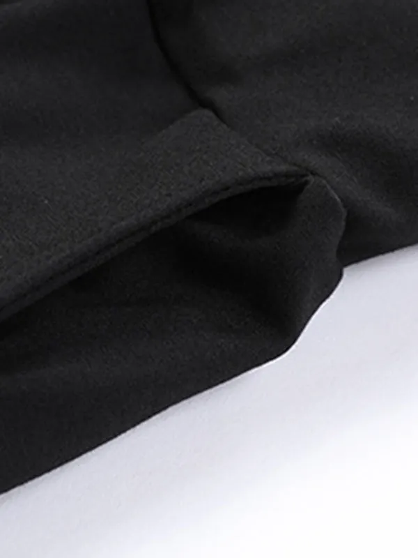 xakxx Cool Wide Leg Loose Solid Color Casual Three-Quarter Pants Bottoms