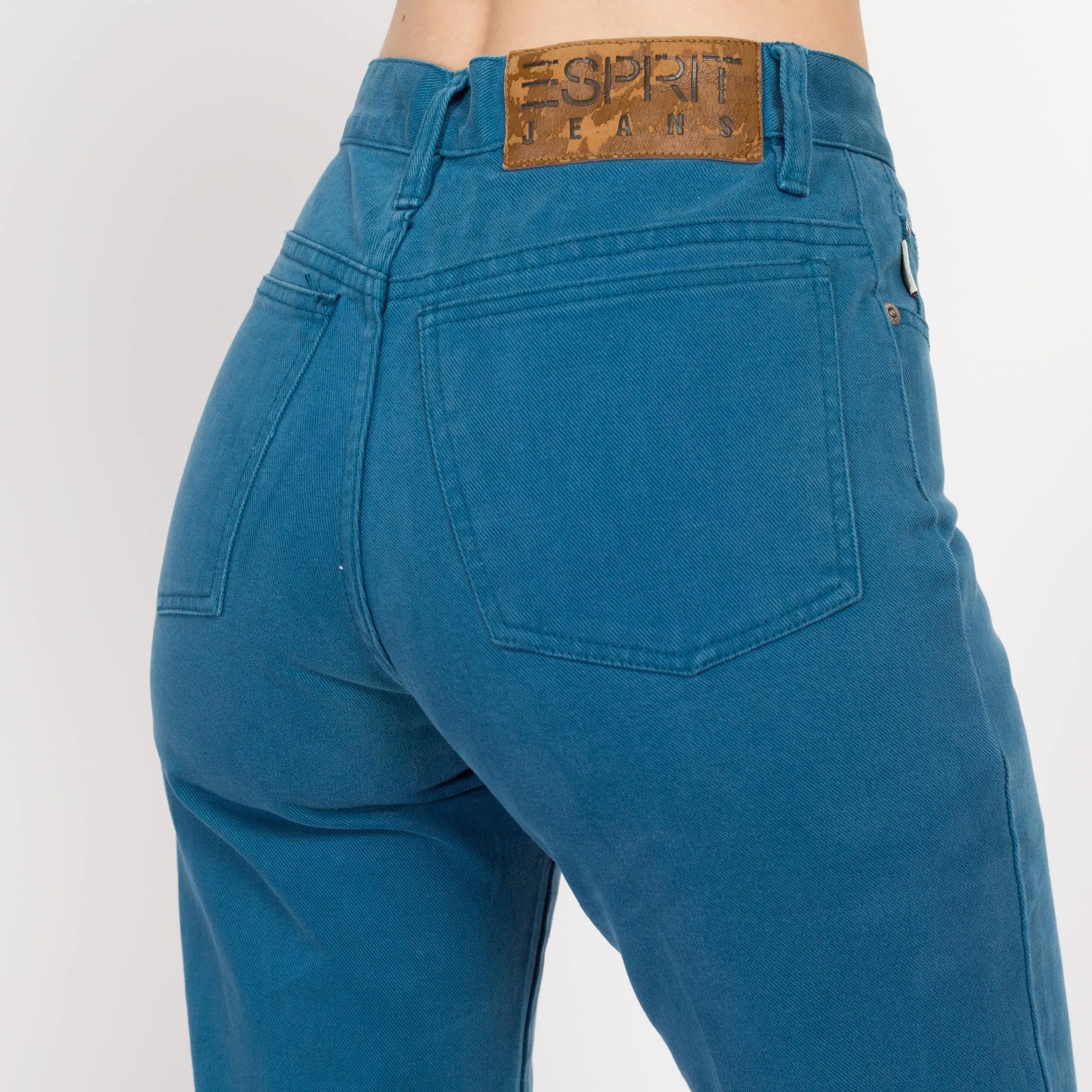 XS 90s Esprit Peacock Blue High Waisted Jeans 25"