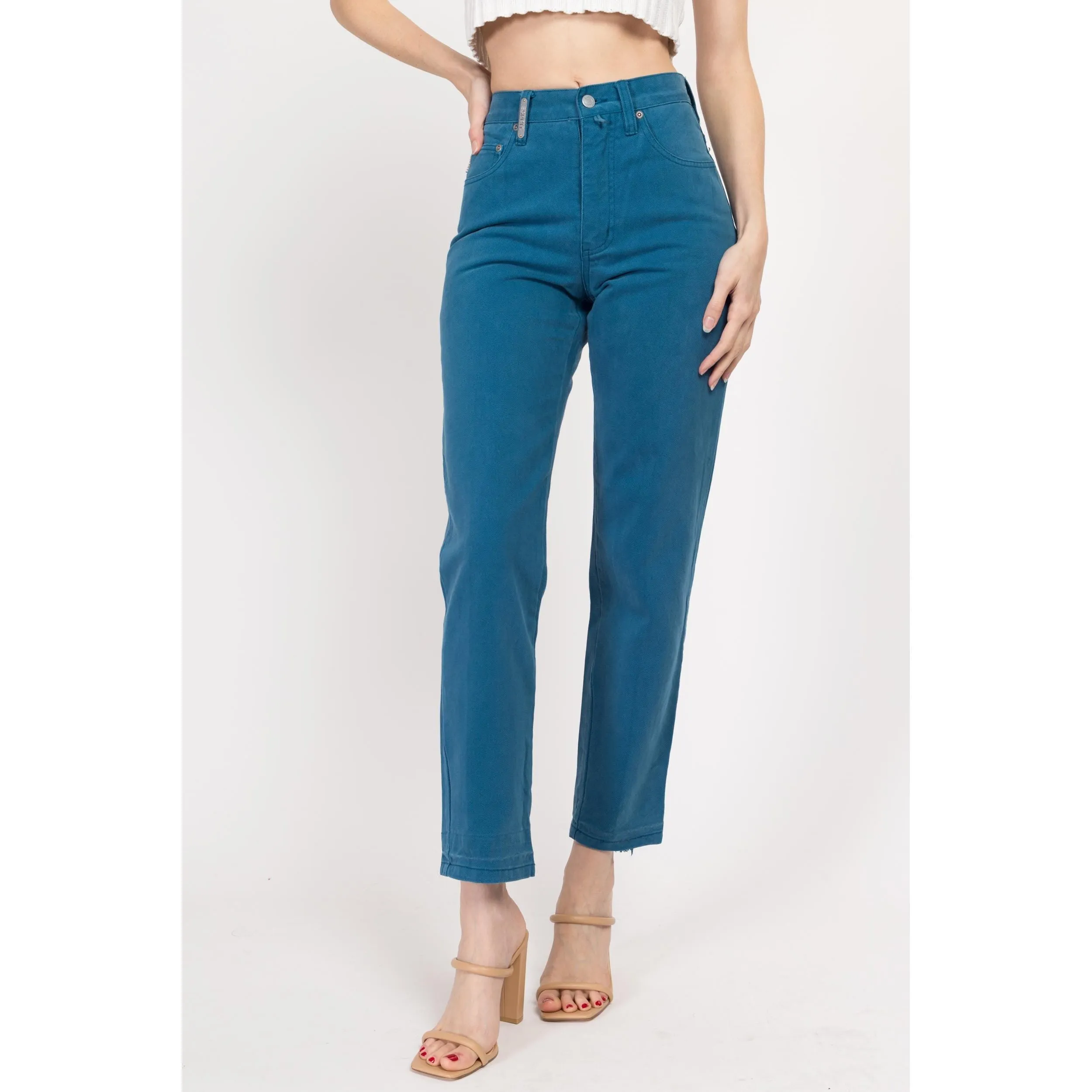 XS 90s Esprit Peacock Blue High Waisted Jeans 25"