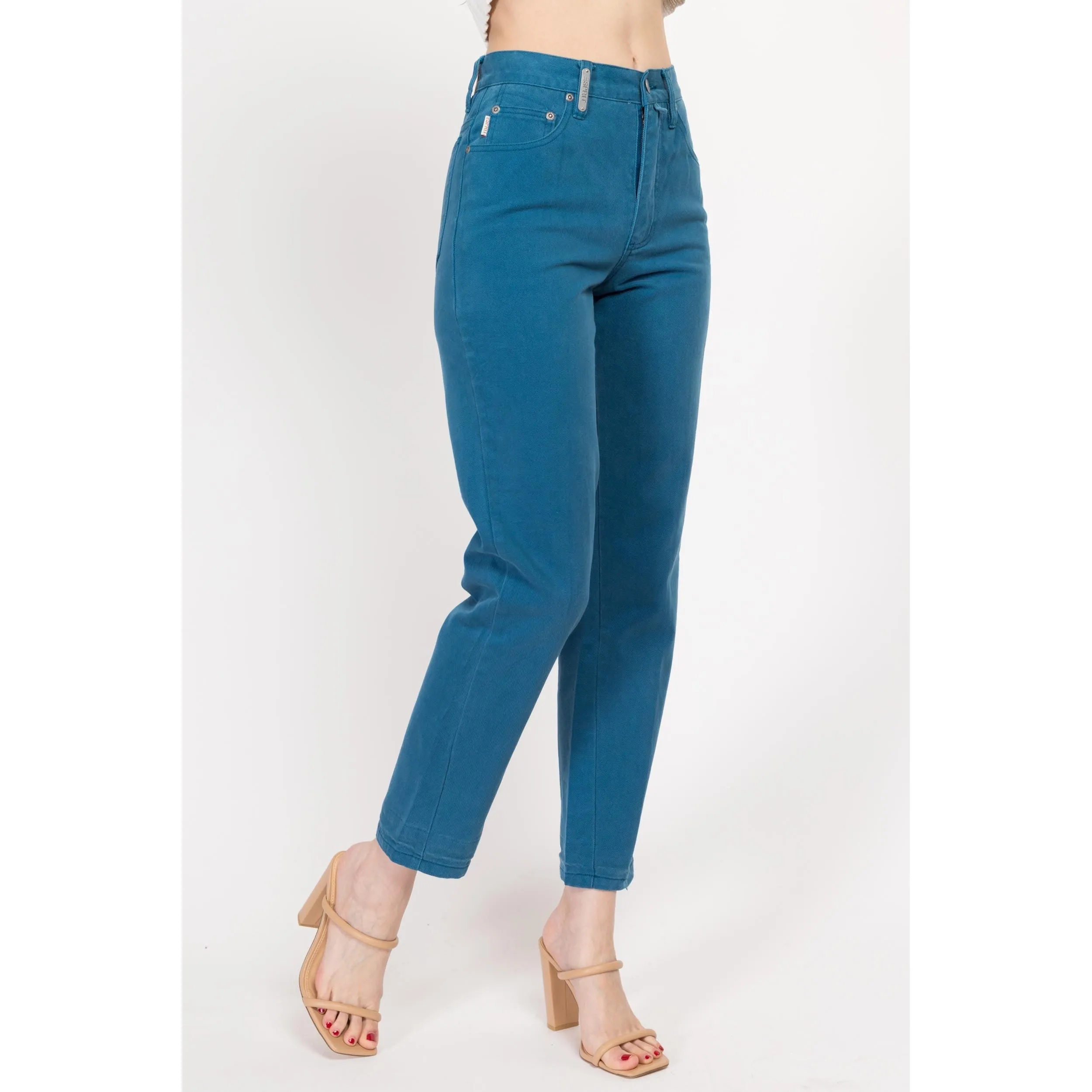 XS 90s Esprit Peacock Blue High Waisted Jeans 25"