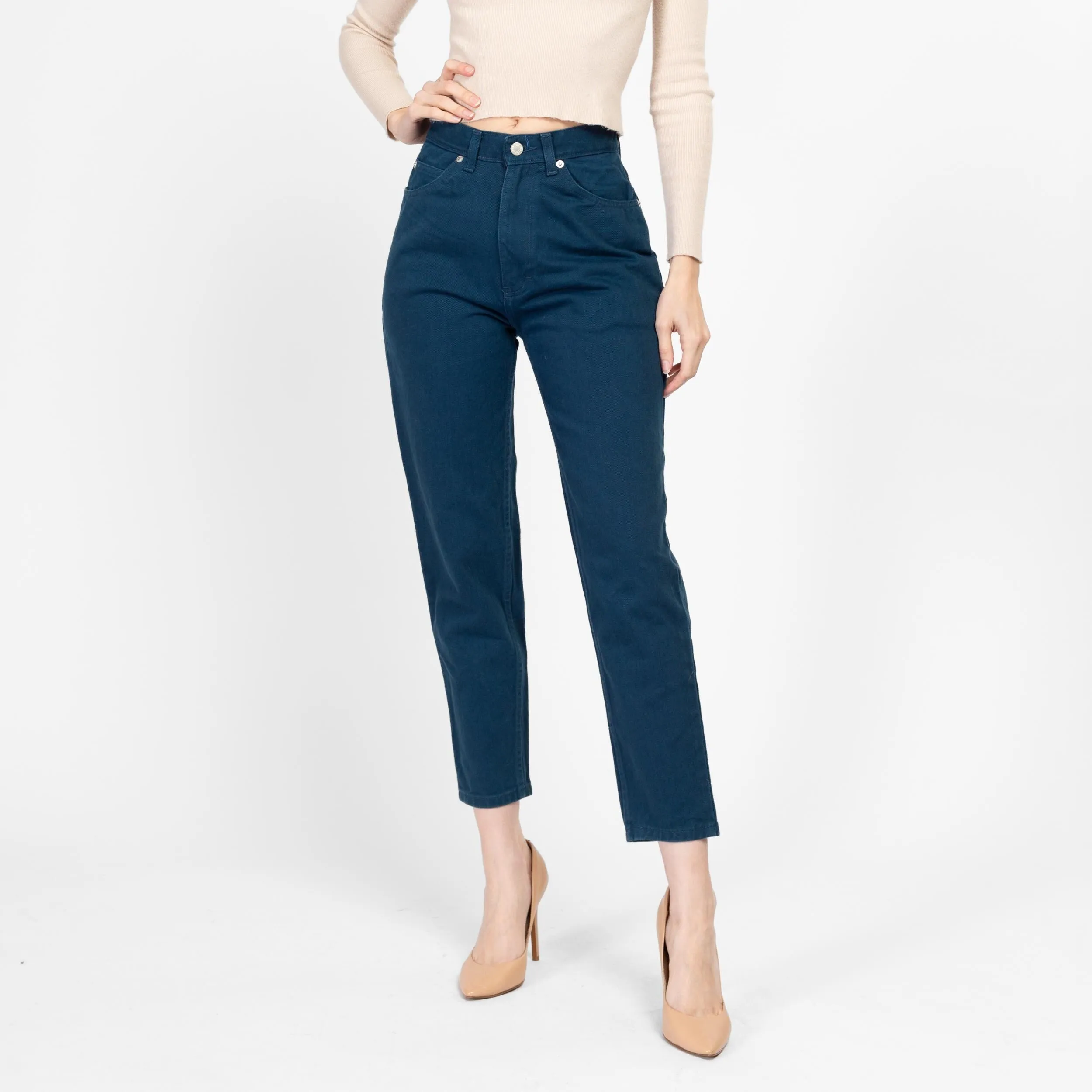 XS 90s Jordache Dark Teal High Waisted Jeans 25.5"