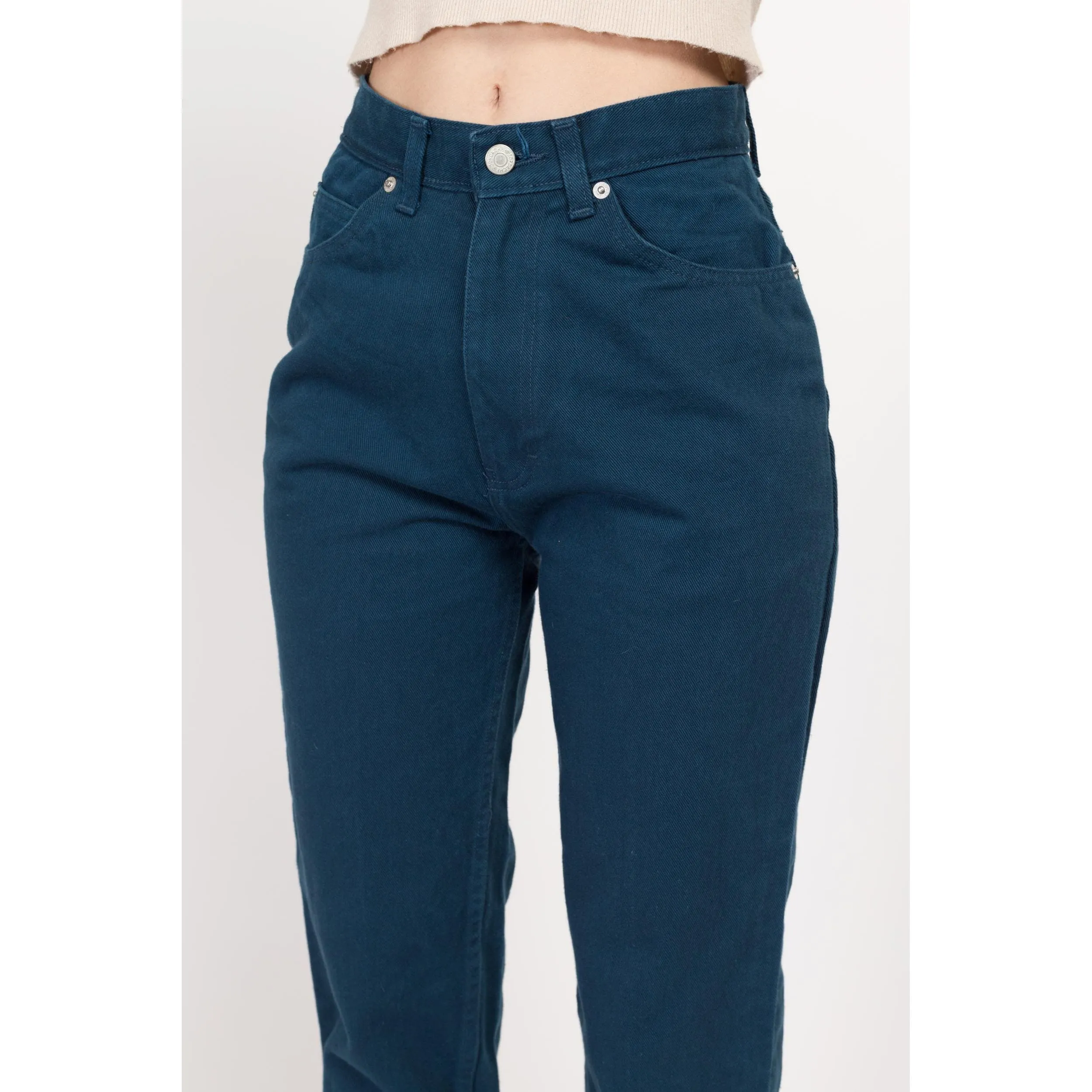 XS 90s Jordache Dark Teal High Waisted Jeans 25.5"