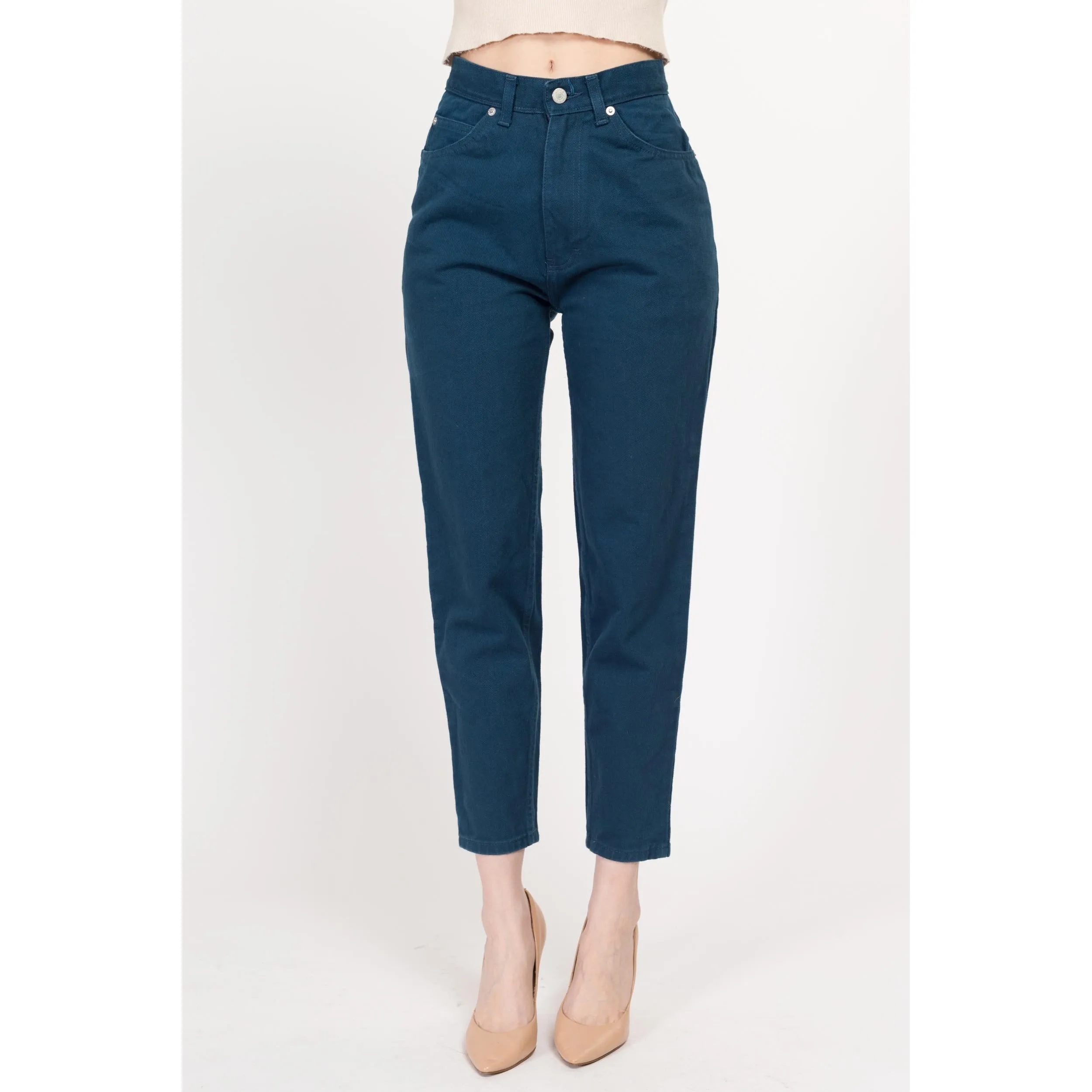 XS 90s Jordache Dark Teal High Waisted Jeans 25.5"