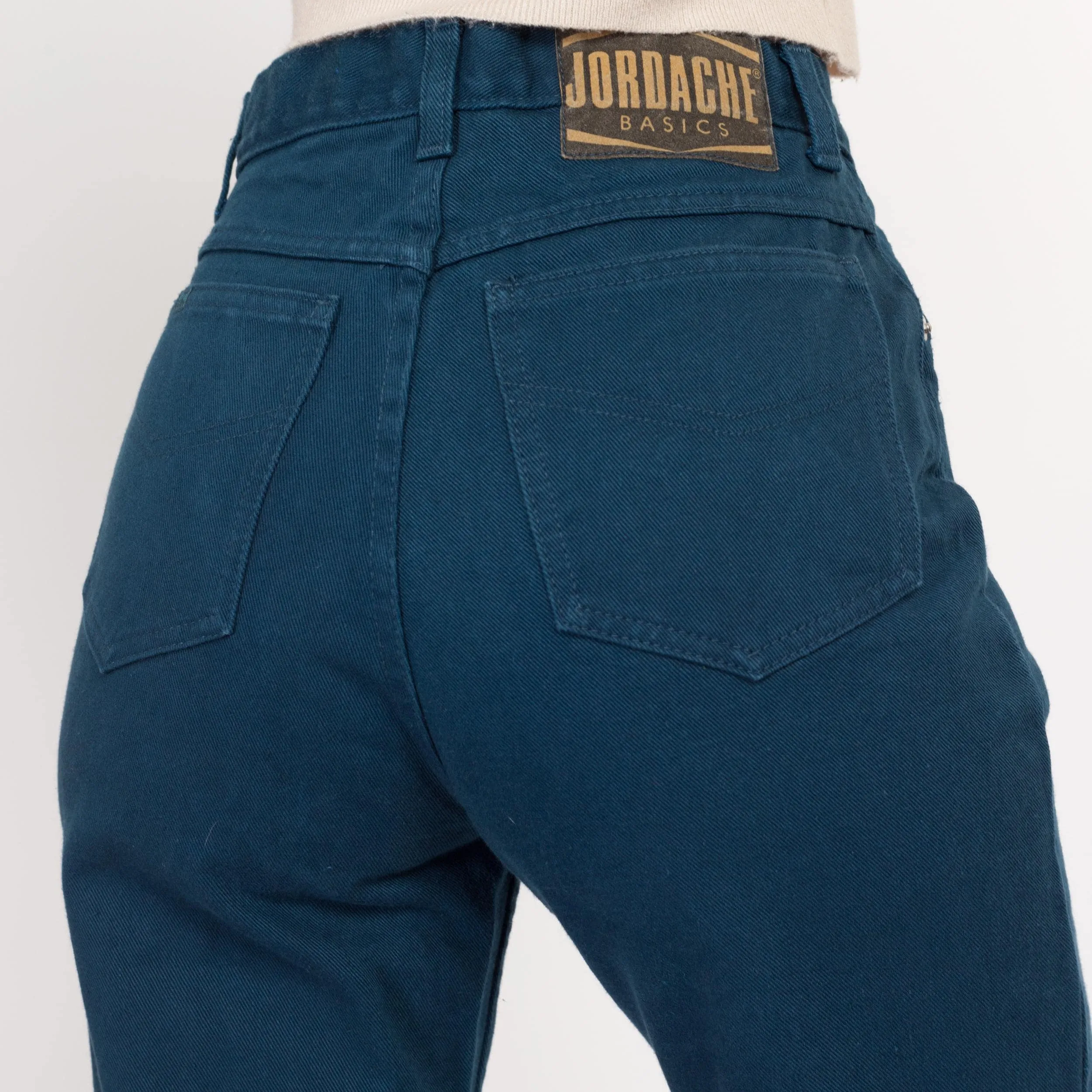 XS 90s Jordache Dark Teal High Waisted Jeans 25.5"