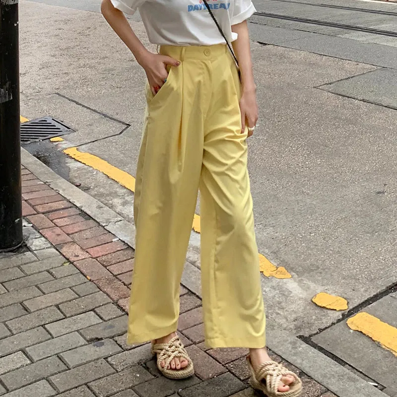 Yellow Stylish Loose Casual Pants